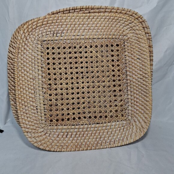 Lot of 4 Wicker Rattan Paper Plate Holder 13" Square Tray, Decor Natural Cottage - Picture 6 of 8